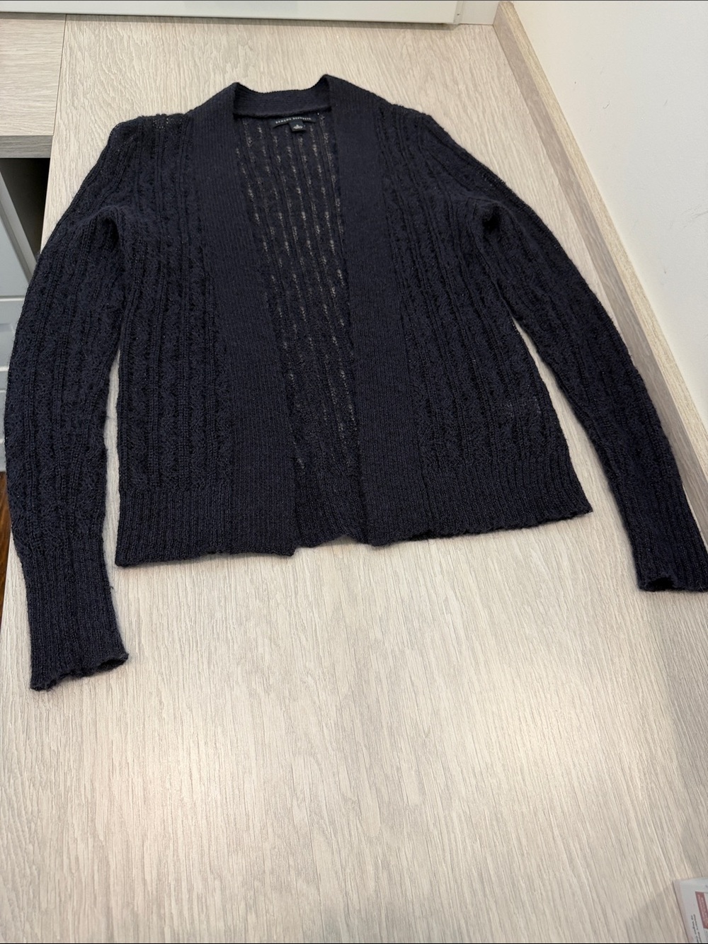 Banana Republic Open Front Ribbed Knit Cardigan in Dark Navy